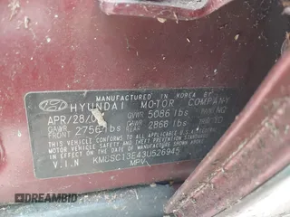 2003 Hyundai Santa Fe GLS with VIN KM8SC13E43U526945, listed as a IAAI auction lot 41847683 with 180,986 mi miles. Bid and sale history available at carsss.com. Image 9.