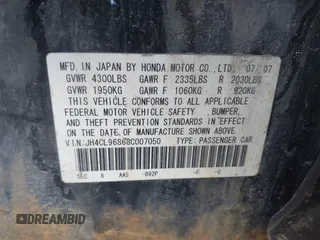 2008 Acura TSX z VIN JH4CL96868C007050, wystawiony jako IAAI lot #42410244 z przebiegiem 233 010 mil mil oraz . Historia ofert i sprzedaży dostępna na DreamBid. Obrazek 9.