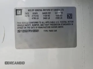 2015 Chevrolet Impala LT with VIN 2G1125S37F9105581, listed as a Copart auction lot 58853525 with 133,182 mi miles and Salvage title. Bid and sale history available at DreamBid. Image 12.