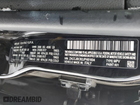 2018 Jeep Renegade Trailhawk with VIN ZACCJBCB2JPH81604, listed as a Copart auction lot 46370305 with 106,564 mi miles and Salvage Title. Bid and sale history available at carsss.com. Image 14.