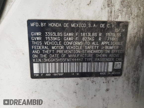 2015 Honda Fit LX with VIN 3HGGK5H55FM744447, listed as a Copart auction lot 62148025 with 261,079 mi miles and Clean title. Bid and sale history available at DreamBid. Image 13.