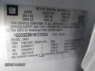2017 Chevrolet Colorado 2WD LT z VIN 1GCGSCEN1H1272934, wystawiony jako IAAI lot #42046614 z przebiegiem 96 692 mil mil oraz . Historia ofert i sprzedaży dostępna na DreamBid. Obrazek 9.