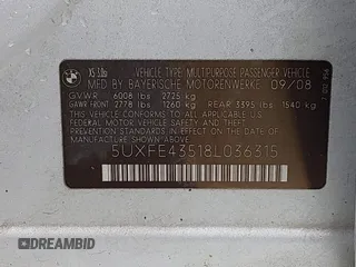 2008 BMW X5 3.0si z VIN 5UXFE43518L036315, wystawiony jako IAAI lot #42424578 z przebiegiem 130 744 mil mil oraz . Historia ofert i sprzedaży dostępna na DreamBid. Obrazek 9.