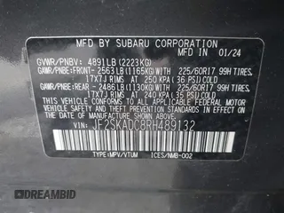 2024 Subaru Forester Premium with VIN JF2SKADC8RH489132, listed as a IAAI auction lot 39957863 with 8,014 mi miles. Bid and sale history available at carsss.com. Image 9.