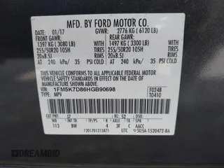 2017 Ford Explorer XLT with VIN 1FM5K7D86HGB90698, listed as a IAAI auction lot 42526802 with 124,640 mi miles and . Bid and sale history available at DreamBid. Image 9.