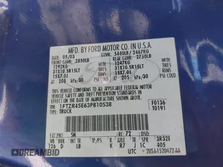 2003 Ford Ranger XL Fleet с VIN 1FTZR45E63PB10538, выставлен на аукционе IAAI как лот 42283191 с пробегом 252 049 миль миль и . История ставок и продаж доступна на DreamBid. Изображение 9.