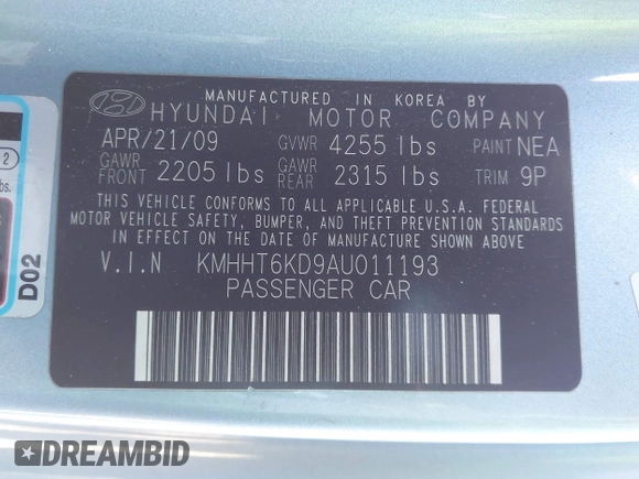 2010 Hyundai Genesis Coupe z VIN KMHHT6KD9AU011193, wystawiony jako IAAI lot #41711921 z przebiegiem 116 446 mil mil oraz . Historia ofert i sprzedaży dostępna na DreamBid. Obrazek 9.