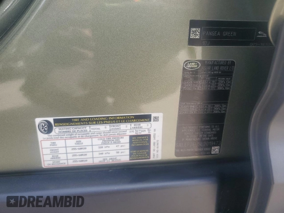 2020 Land Rover Defender SE with VIN SALEP7EU5L2019473, listed as a Copart auction lot 67521544 with 45,490 mi miles and Salvage title. Bid and sale history available at DreamBid. Image 14.