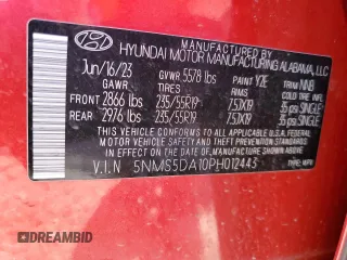 2023 Hyundai Santa Fe Hybrid Limited with VIN 5NMS5DA10PH012443, listed as a Copart auction lot 76471194 with 7,240 mi miles and Salvage Title. Bid and sale history available at carsss.com. Image 13.