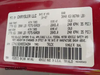 2008 Dodge 1500 SLT with VIN 1D7HU18208S534284, listed as a IAAI auction lot 42010789 with 184,530 mi miles. Bid and sale history available at carsss.com. Image 9.