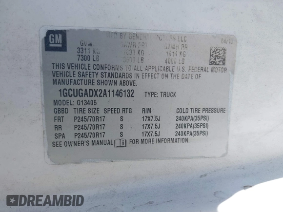 2010 Chevrolet Express Cargo Van with VIN 1GCUGADX2A1146132, listed as a IAAI auction lot 41872766 with 167,063 mi miles. Bid and sale history available at carsss.com. Image 9.