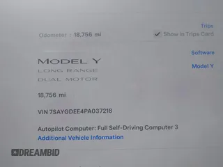 2023 Tesla Model Y Long Range with VIN 7SAYGDEE4PA037218, listed as a IAAI auction lot 42232704 with 18,756 mi miles and . Bid and sale history available at DreamBid. Image 16.