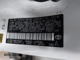 2008 Toyota Prius z VIN JTDKB20UX83407612, wystawiony jako IAAI lot #41141030 z przebiegiem 240 479 mil mil oraz . Historia ofert i sprzedaży dostępna na DreamBid. Obrazek 9.