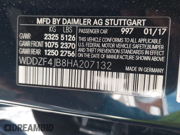 2017 Mercedes-Benz E 300 Luxury with VIN WDDZF4JB8HA207132, listed as a IAAI auction lot 42155585 with Not Provided miles and . Bid and sale history available at carsss.com. Image 9.
