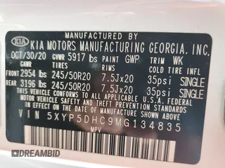 2021 Kia Telluride SX with VIN 5XYP5DHC9MG134835, listed as a Copart auction lot 54540655 with 64,583 mi miles and Salvage Title. Bid and sale history available at carsss.com. Image 14.
