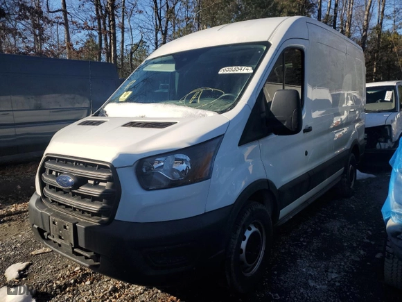2020 Ford Transit Cargo Van with VIN 1FTBR1C80LKB20332, listed as a Copart auction lot 42971165 with 58,347 mi miles and Salvage Title. Bid and sale history available at carsss.com. Image 1.