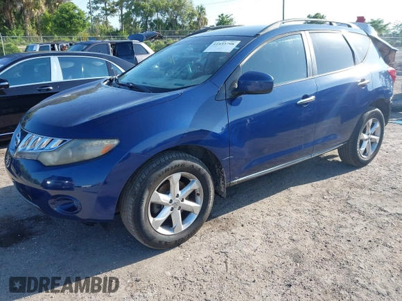 2009 Nissan Murano S with VIN JN8AZ18U09W024899, listed as a IAAI auction lot 41933798 with 135,078 mi miles. Bid and sale history available at carsss.com. Image 2.