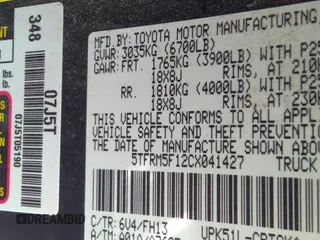 2012 Toyota Tundra с VIN 5TFRM5F12CX041427, выставлен на аукционе IAAI как лот 37122352 с пробегом 187 700 миль миль и . История ставок и продаж доступна на DreamBid. Изображение 9.