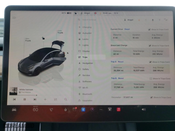 2022 Tesla Model 3 Performance with VIN 5YJ3E1EC7NF269001, listed as a Copart auction lot 72729544 with 37,837 mi miles and Salvage Title. Bid and sale history available at carsss.com. Image 9.