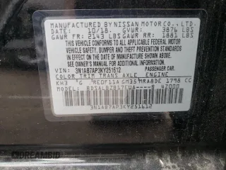 2019 Nissan Sentra S with VIN 3N1AB7AP3KY251612, listed as a Copart auction lot 78613684 with 34,970 mi miles and Salvage Title. Bid and sale history available at DreamBid. Image 12.
