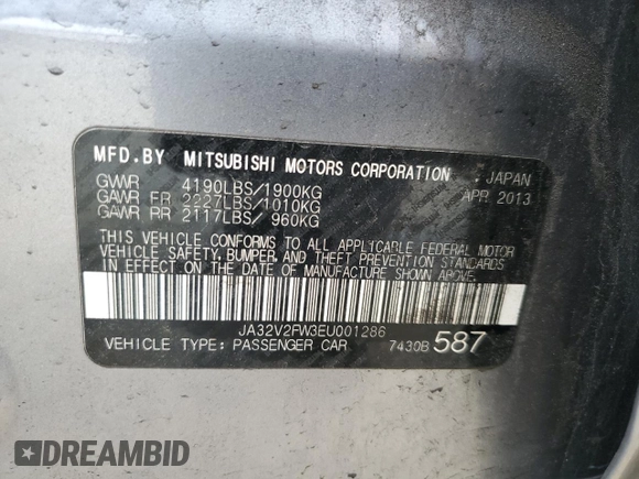 2014 Mitsubishi Lancer SE with VIN JA32V2FW3EU001286, listed as a Copart auction lot 51593775 with 200,252 mi miles and Salvage Title. Bid and sale history available at carsss.com. Image 14.