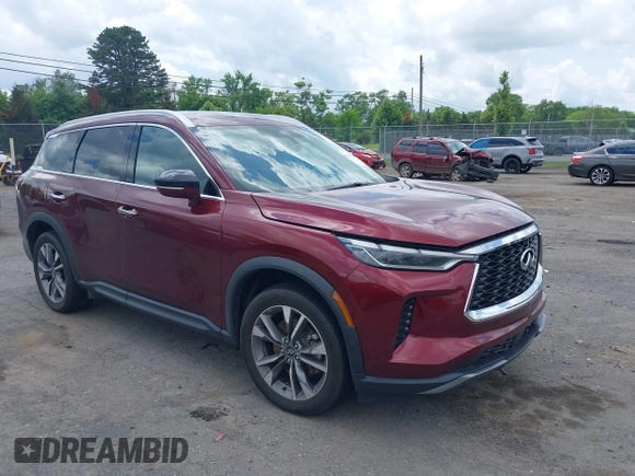 2022 Infiniti QX60 Luxe z VIN 5N1DL1FR9NC330743, wystawiony jako IAAI lot #42456589 z przebiegiem 17 780 mil mil oraz . Historia ofert i sprzedaży dostępna na DreamBid. Obrazek 1.