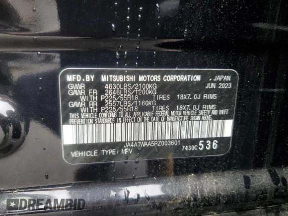 2024 Mitsubishi Eclipse Cross SE z VIN JA4ATWAA5RZ003601, wystawiony jako Copart lot #58672405 z przebiegiem 6 821 mil mil oraz Czysty tytuł • Clean title. Historia ofert i sprzedaży dostępna na DreamBid. Obrazek 14.