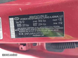 2023 Hyundai Elantra SEL with VIN 5NPLM4AG9PH092047, listed as a IAAI auction lot 41710374 with 32,087 mi miles. Bid and sale history available at carsss.com. Image 9.