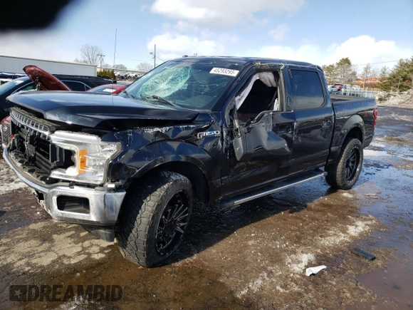 2018 Ford F-150 XL with VIN 1FTEW1E54JFB74361, listed as a Copart auction lot 45293295 with 153,456 mi miles and Salvage Title. Bid and sale history available at carsss.com. Image 1.