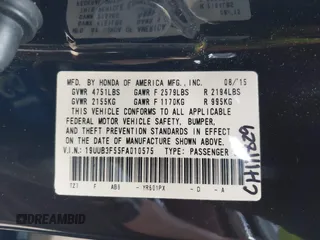 2015 Acura TLX V6 Tech with VIN 19UUB3F55FA010575, listed as a IAAI auction lot 42117562 with 108,564 mi miles. Bid and sale history available at carsss.com. Image 9.