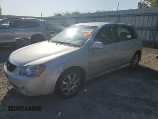2005 Kia Spectra with VIN KNAFE161355121968, listed as a Copart auction lot 54621465 with 221,951 mi miles and Clean Title. Bid and sale history available at carsss.com. Image 1.