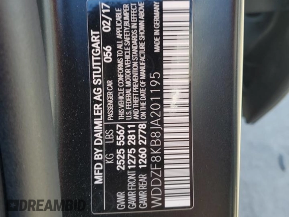 2018 Mercedes-Benz E-Class AMG E 63 S with VIN WDDZF8KB8JA201195, listed as a Copart auction lot 81191664 with 60,004 mi miles and Salvage Title. Bid and sale history available at carsss.com. Image 13.