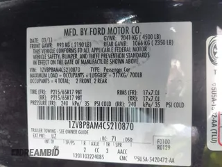 2012 Ford Mustang Premium with VIN 1ZVBP8AM4C5210870, listed as a IAAI auction lot 41521473 with 113,376 mi miles and . Bid and sale history available at DreamBid. Image 9.