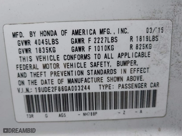 2016 Acura ILX w/Premium/A-SPEC Pkg with VIN 19UDE2F86GA003244, listed as a IAAI auction lot 41715625 with 71,530 mi miles. Bid and sale history available at carsss.com. Image 9.