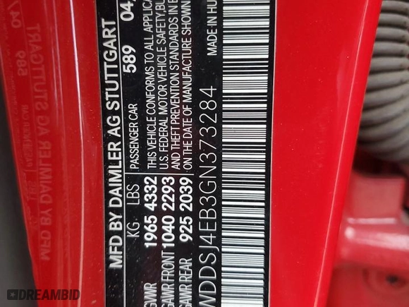 2016 Mercedes-Benz CLA with VIN WDDSJ4EB3GN373284, listed as a Copart auction lot 50081355 with 89,517 mi miles and Salvage Title. Bid and sale history available at carsss.com. Image 12.