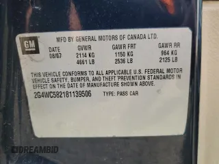 2008 Buick LaCrosse CX with VIN 2G4WC582181139506, listed as a Copart auction lot 53619135 with 179,573 mi miles and Salvage Title. Bid and sale history available at carsss.com. Image 12.