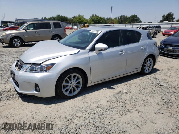 2012 Lexus CT 200h with VIN JTHKD5BH8C2095881, listed as a Copart auction lot 64307165 with 164,999 mi miles and Salvage title. Bid and sale history available at DreamBid. Image 1.