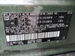 2024 Toyota RAV4 Hybrid LE with VIN 2T3UWRFV2RW233698, listed as a Copart auction lot 58485325 with 6,873 mi miles and Salvage title. Bid and sale history available at DreamBid. Image 14.