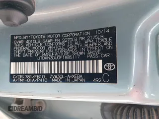 2015 Toyota Prius Four with VIN JTDKN3DU0F1885117, listed as a IAAI auction lot 42067117 with 152,786 mi miles and . Bid and sale history available at DreamBid. Image 9.