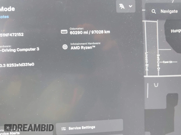 2022 Tesla Model S with VIN 5YJSA1E51NF472152, listed as a IAAI auction lot 42625943 with 60,290 mi miles and . Bid and sale history available at DreamBid. Image 14.