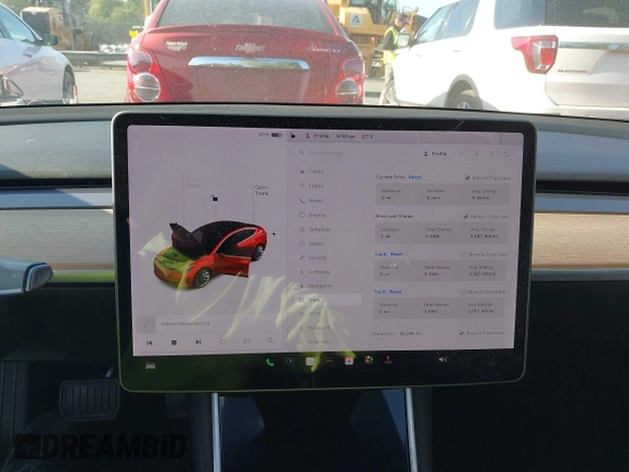 2018 Tesla Model 3 Long Range Battery with VIN 5YJ3E1EA5JF063555, listed as a IAAI auction lot 42028785 with 45,346 mi miles and . Bid and sale history available at DreamBid. Image 7.