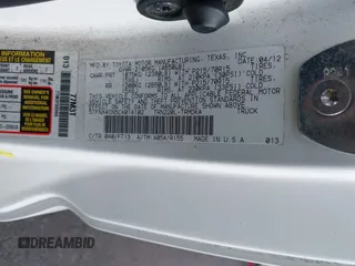 2012 Toyota Tacoma с VIN 5TFNX4CN5CX014102, выставлен на аукционе IAAI как лот 42048809 с пробегом 153 659 миль миль и . История ставок и продаж доступна на DreamBid. Изображение 9.