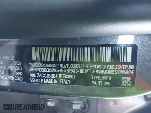 2017 Jeep Renegade Altitude with VIN ZACCJBBB4HPE93661, listed as a IAAI auction lot 41593284 with 92,667 mi miles and . Bid and sale history available at DreamBid. Image 9.