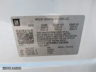 2019 Cadillac XT4 FWD Sport with VIN 1GYFZER49KF142425, listed as a IAAI auction lot 41416223 with 51,490 mi miles. Bid and sale history available at carsss.com. Image 9.