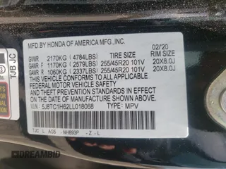2020 Acura RDX w/A-Spec Pkg with VIN 5J8TC1H62LL018068, listed as a Copart auction lot 51007892 with 48,443 mi miles. Bid and sale history available at carsss.com. Image 10.
