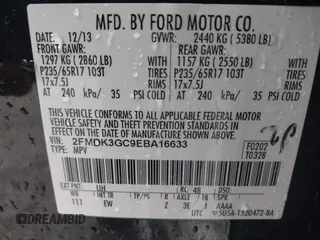 2014 Ford Edge SE с VIN 2FMDK3GC9EBA16633, выставлен на аукционе IAAI как лот 42320542 с пробегом 179 426 миль миль и . История ставок и продаж доступна на DreamBid. Изображение 9.