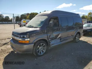 2017 Chevrolet Express Cargo Van with VIN 1GCWGAFG1H1107676, listed as a Copart auction lot 73634334 with 107,314 mi miles and Salvage Title. Bid and sale history available at carsss.com. Image 1.