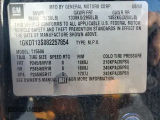 2008 GMC Envoy SLT z VIN 1GKDT13S082257854, wystawiony jako Copart lot #56173045 z przebiegiem 165 764 mil mil oraz Czysty tytuł • Clean title. Historia ofert i sprzedaży dostępna na DreamBid. Obrazek 12.