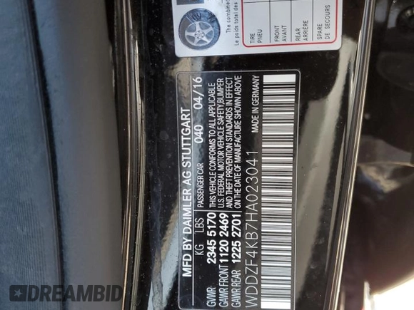 2017 Mercedes-Benz E-Class E 300 Luxury with VIN WDDZF4KB7HA023041, listed as a Copart auction lot 37841253 with 80,765 mi miles. Bid and sale history available at carsss.com. Image 14.