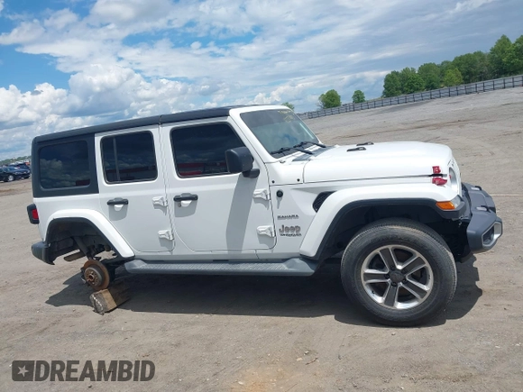 2019 Jeep Wrangler Unlimited Sahara with VIN 1C4HJXEN7KW535887, listed as a IAAI auction lot 42217440 with 91,226 mi miles and . Bid and sale history available at DreamBid. Image 14.